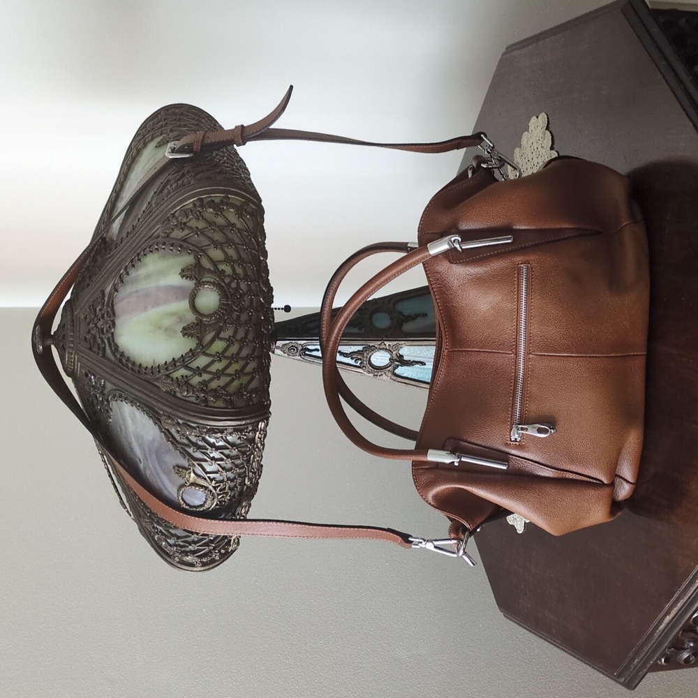 Heshe Elegant Rust Leather Handbag